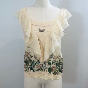 Anthropologie Leifsdottir Butterfly Silk Tank